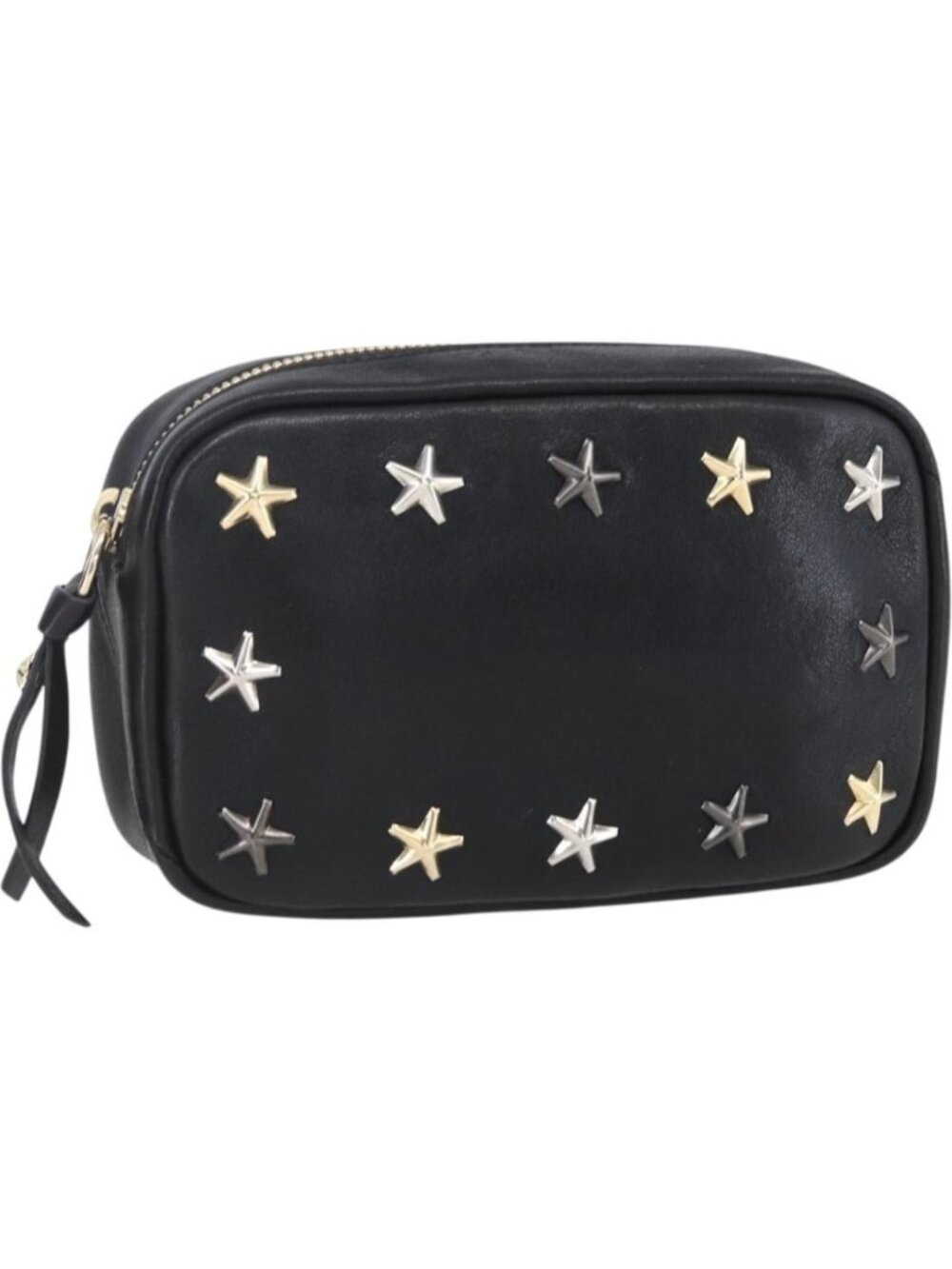 Jimmy Choo Studs Pouch Leather Black Silver